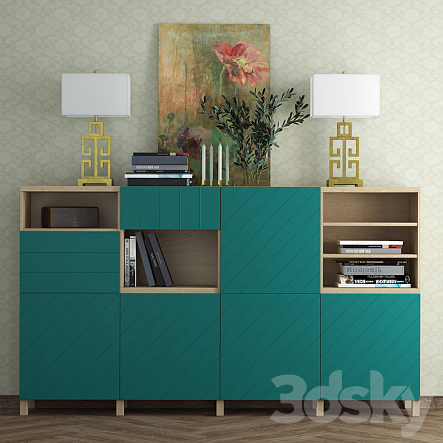 Combination for storage Ikea Besto _ Hallstavik (blue – green). 3DSMax File - thumbnail 1