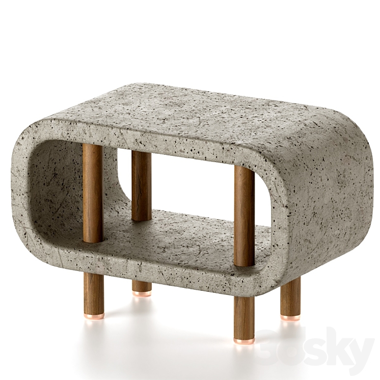 Concrete bedside table 3DS Max - thumbnail 1