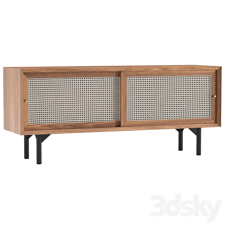 Cottage Natural TV Stand with Rattan Woven Doors 3DS Max Model - thumbnail 1