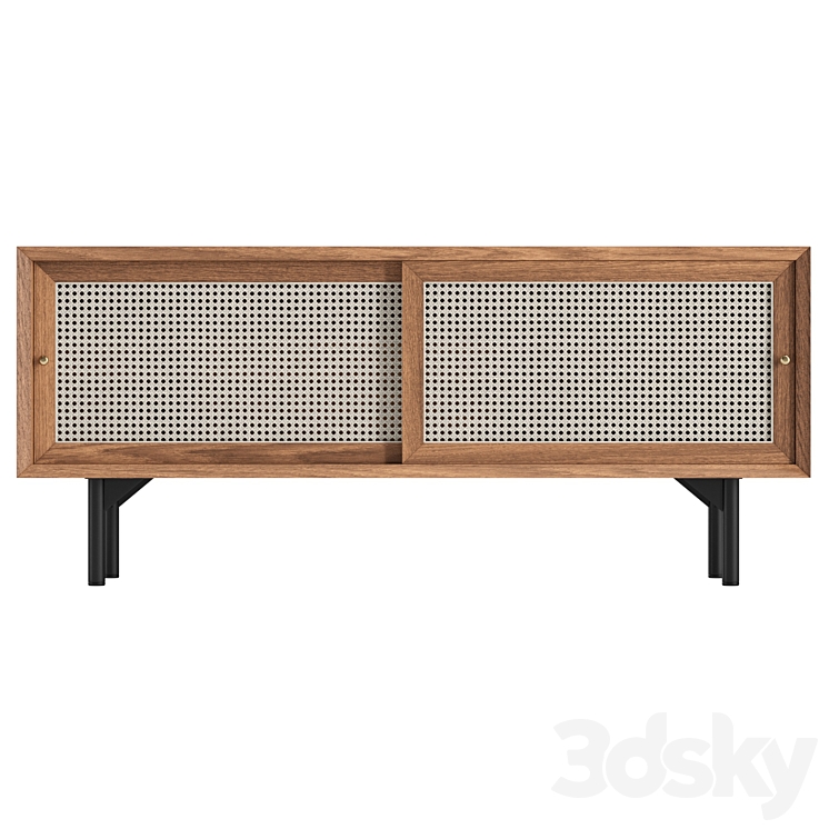 Cottage Natural TV Stand with Rattan Woven Doors 3DS Max Model - thumbnail 2