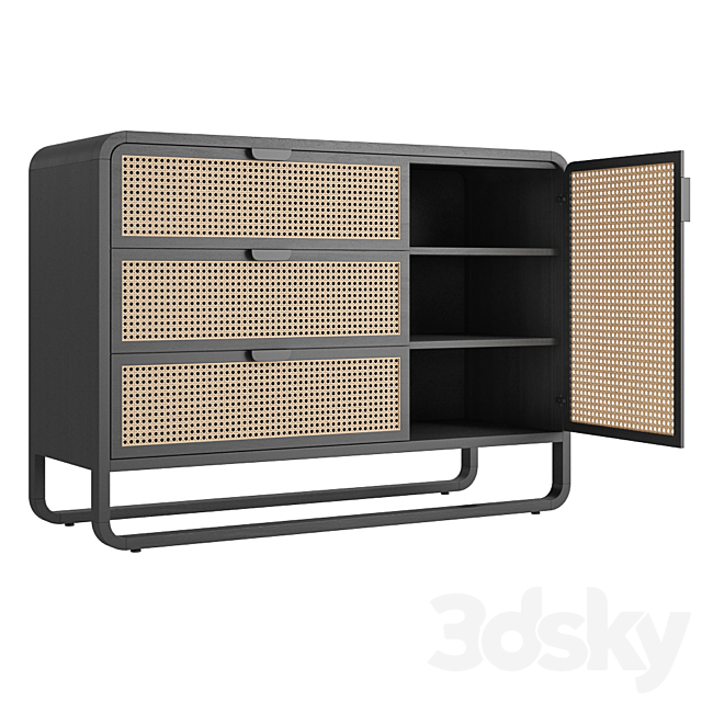 Crate and Barrel Anaise Cane 3 Drawer Chest 3DS Max Model - thumbnail 2