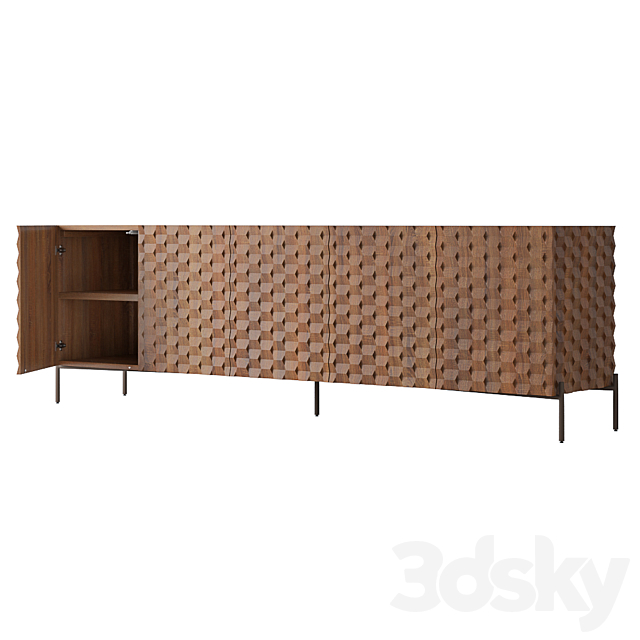 Crate and Barrel Raffael Carved Wood Media Console 3DSMax File - thumbnail 2