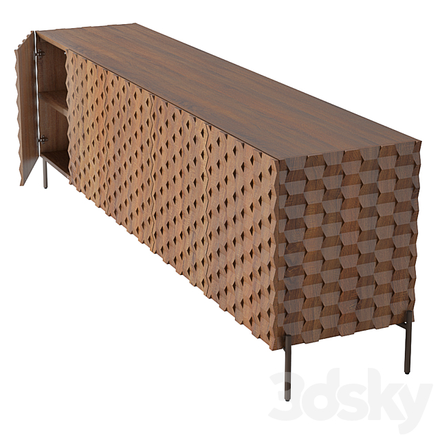 Crate and Barrel Raffael Carved Wood Media Console 3DSMax File - thumbnail 3