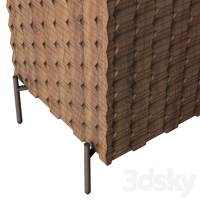 Crate and Barrel Raffael Carved Wood Media Console 3DSMax File - thumbnail 4