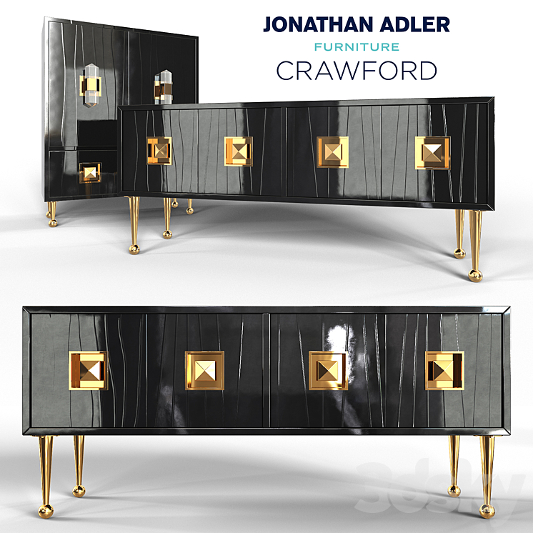 Crawford console & cabinet by Jonathan Adler 3DS Max - thumbnail 1