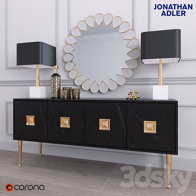 CRAWFORD FOUR DOOR CONSOLE BY JONATHAN ADLER 3DS Max Model - thumbnail 2