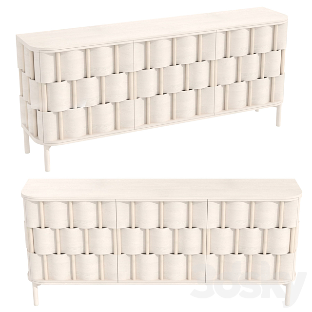 Credenza ringvide solid birchwood birchvene scandinavian weave 3ds Max - thumbnail 1