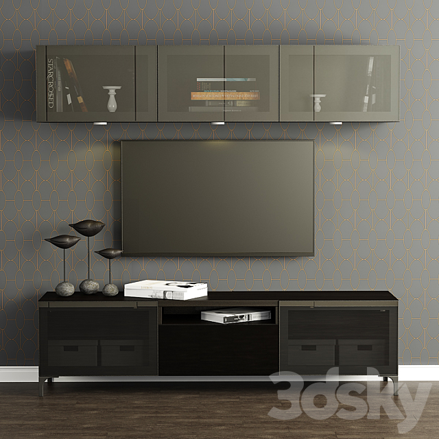 Cupboard for TV and multimedia Ikea Besta _ Best with shelves. 3DSMax File - thumbnail 1