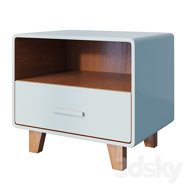 Curbstone Cosgrove 1 Drawer Nightstand Aqua 3DSMax File - thumbnail 2