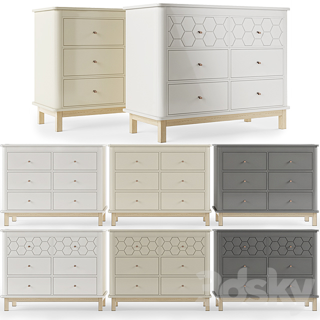 Еllipse-classic \\ Classic chest 6 drawers [White milky gray] with milling. 3DS Max Model - thumbnail 1