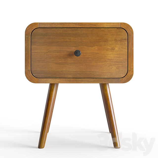 Danish teak bedside table 3DS Max Model - thumbnail 2