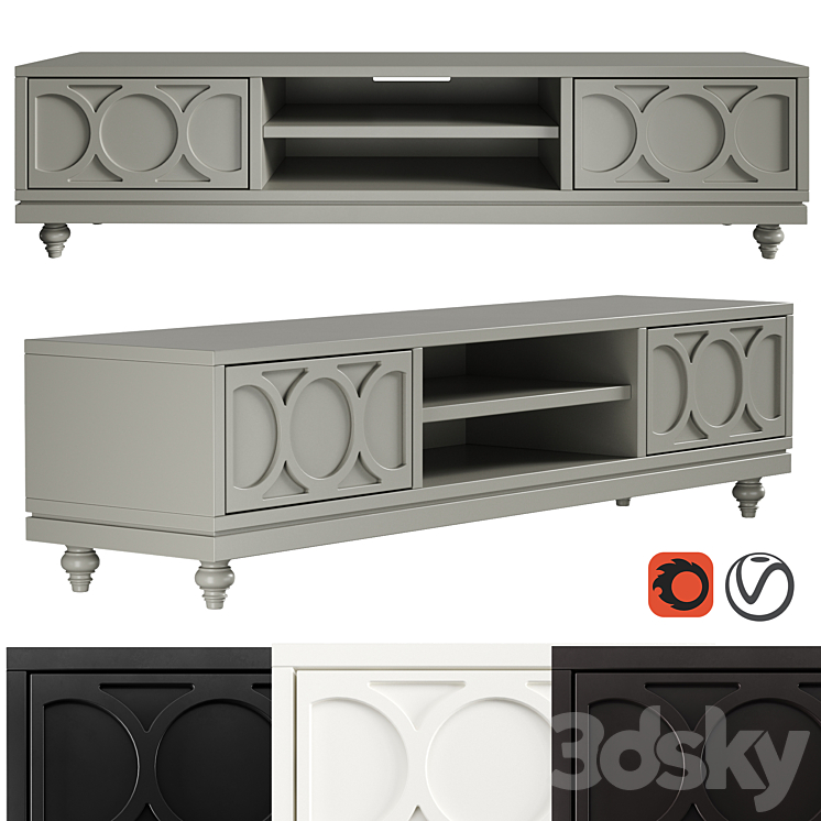 Dantone Home 2-drawer Austin TV Stand 3DS Max - thumbnail 1