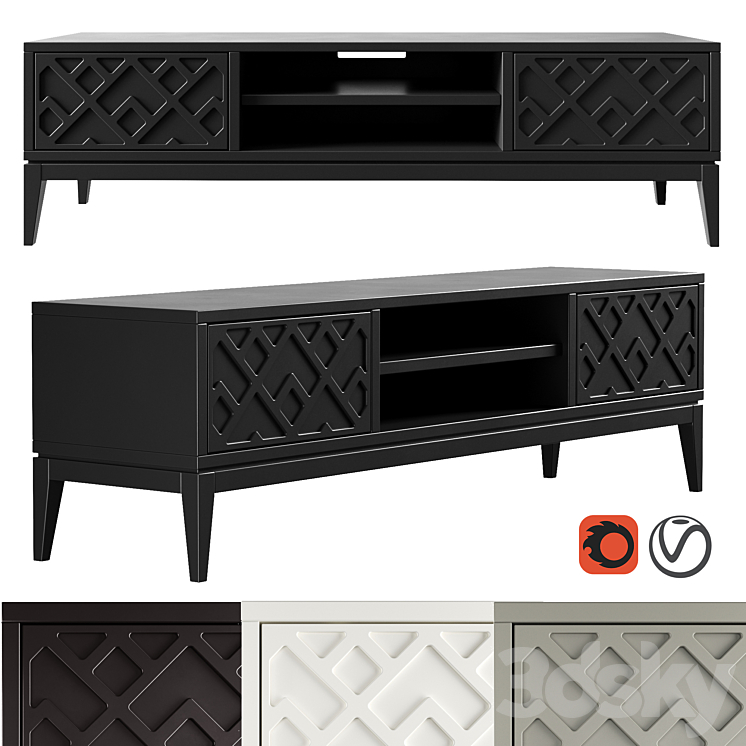 Dantone Home 2-drawer Austin TV Stand 3DS Max - thumbnail 1