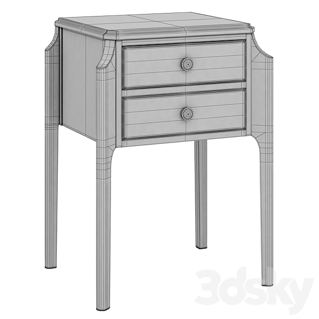 Dantone Home Bedside table Le Vizage with 2 drawers 3DSMax File - thumbnail 3