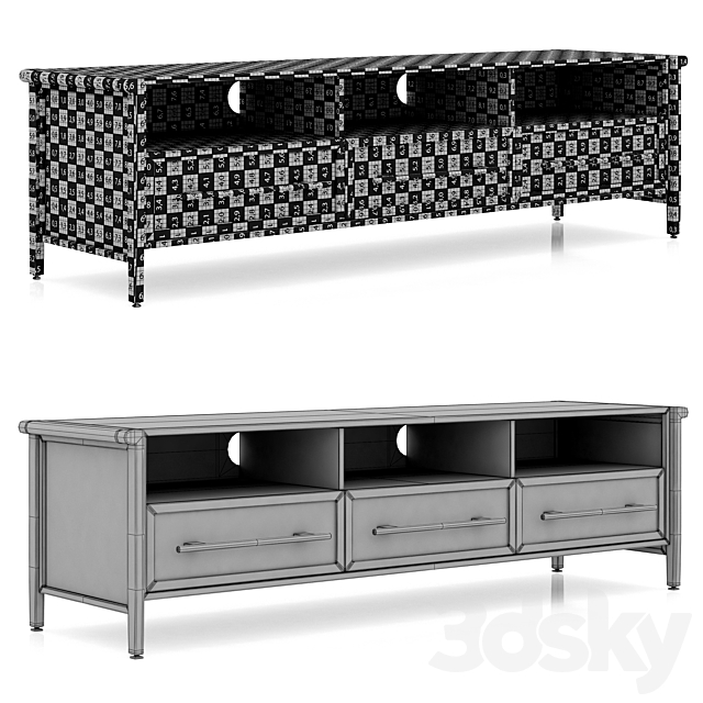 Dantone Home Contempo 3-Drawer Media Console 3DSMax File - thumbnail 4