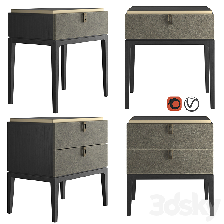 Dantone Home Glamor Bedside table 3DS Max - thumbnail 1