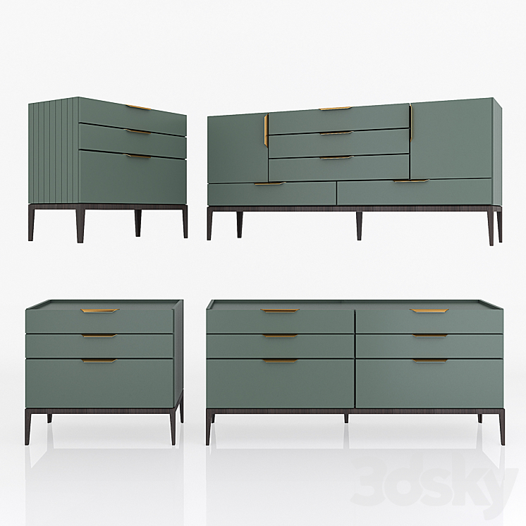 Dantone Home Metropolitan chest set 3DS Max - thumbnail 1