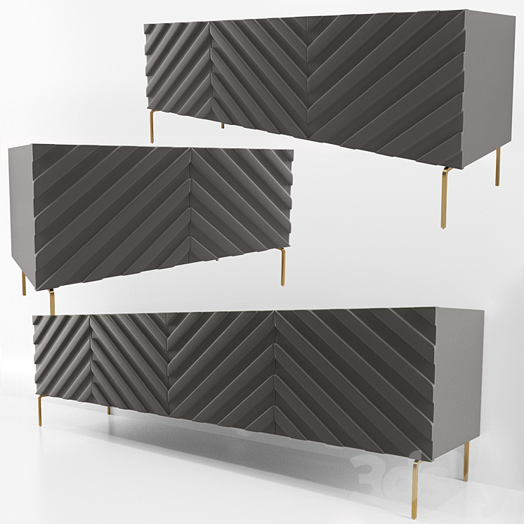 Decorative Chevron Console Anthrazit 3DS Max - thumbnail 1