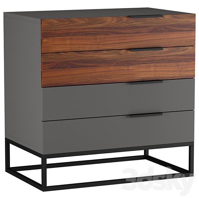 Designer chest of drawers with 4 drawers Loft Wood 3ds Max - thumbnail 1