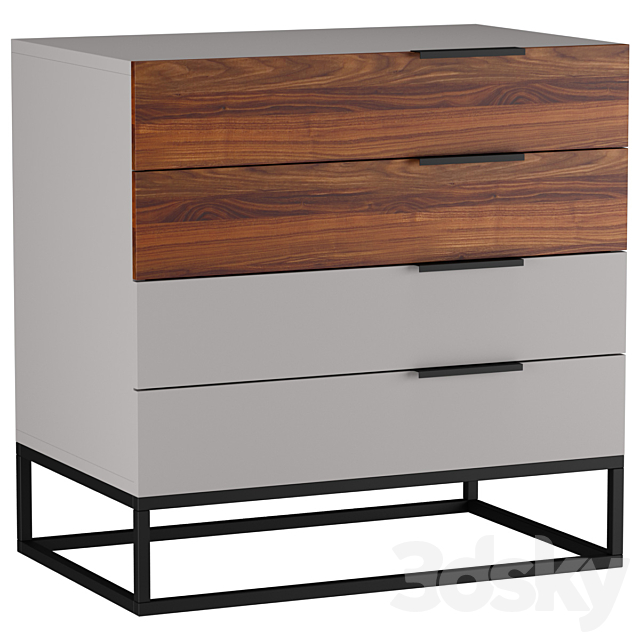 Designer chest of drawers with 4 drawers Loft Wood 3ds Max - thumbnail 2