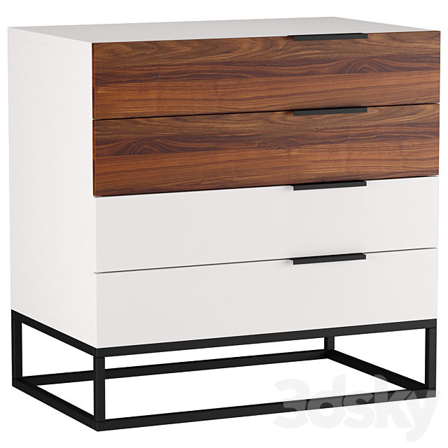 Designer chest of drawers with 4 drawers Loft Wood 3ds Max - thumbnail 3