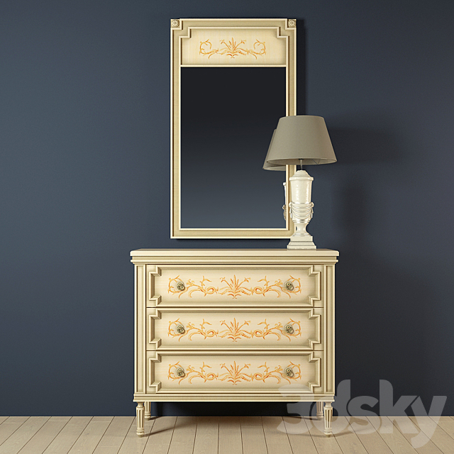 dresser and mirror DEYPU dormit 63 burdeos + reading lamp 3DSMax File - thumbnail 1