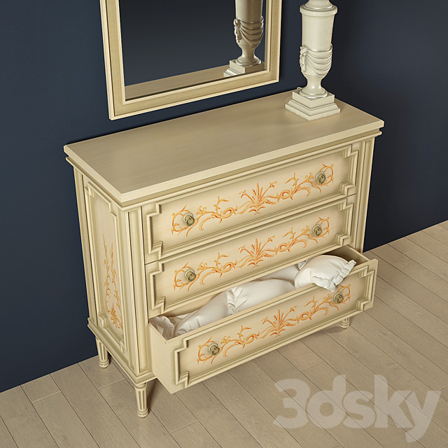 dresser and mirror DEYPU dormit 63 burdeos + reading lamp 3DSMax File - thumbnail 2