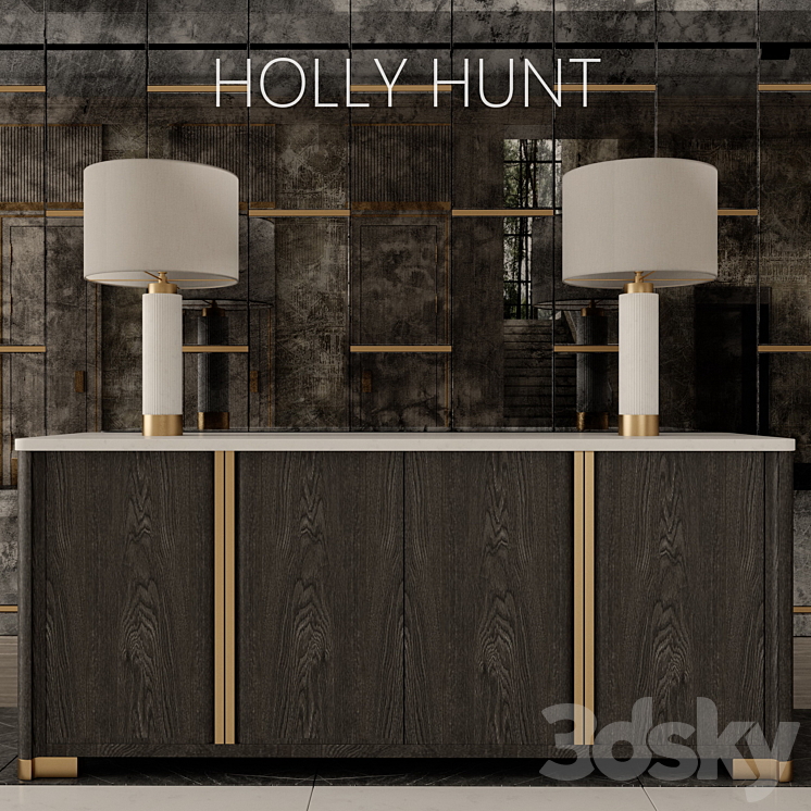 dresser Holly Hunt lamp HEATHFIELD & Co mirror panels 3DS Max - thumbnail 1