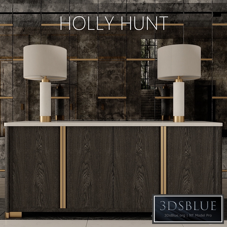 dresser Holly Hunt lamp HEATHFIELD & Co mirror panels 3DS Max - thumbnail 3