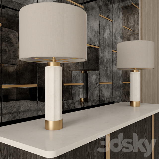 dresser Holly Hunt lamp HEATHFIELD & Co mirror panels 3DS Max Model - thumbnail 3