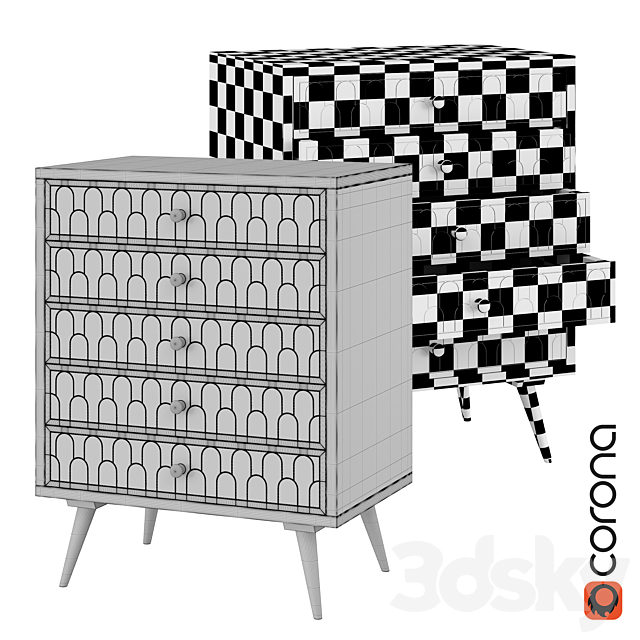 Dresser Muskat Five Drawers Kare Design 3DS Max Model - thumbnail 3