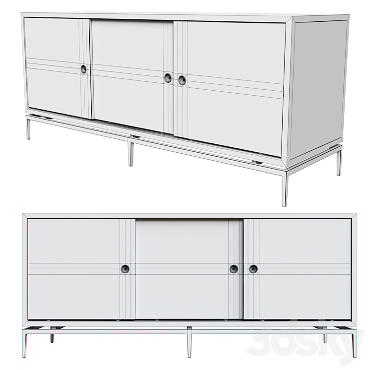 Dresser with metal sliding doors 3DS Max - thumbnail 2