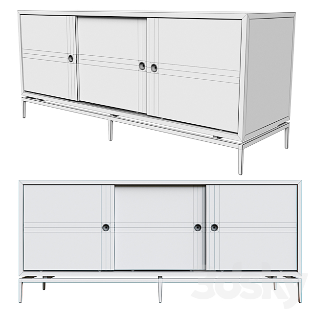 Dresser with metal sliding doors 3DSMax File - thumbnail 2