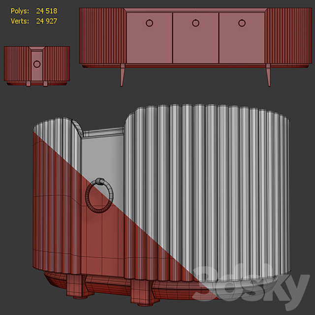 Dumas chest of drawers and bedside table. Nightstand. sideboard by Deprimo 3DSMax File - thumbnail 3