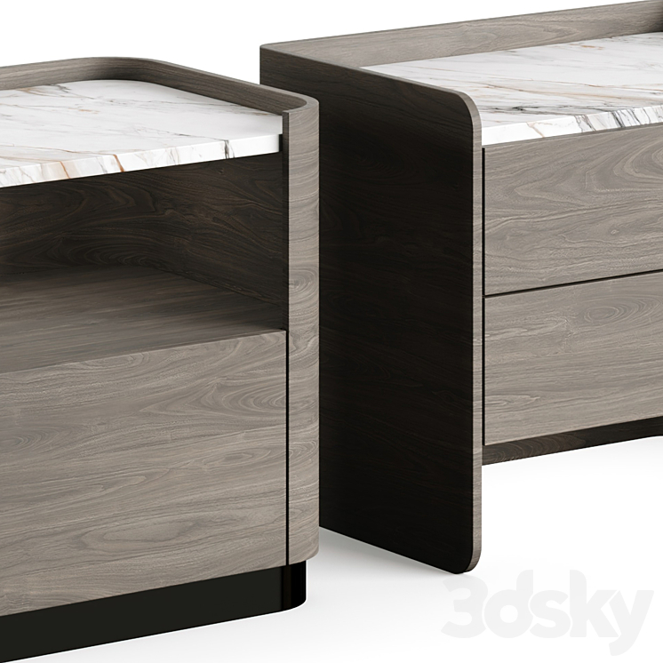 Echo Wood Bedside Table Lux Lucia Casa 3DS Max - thumbnail 2