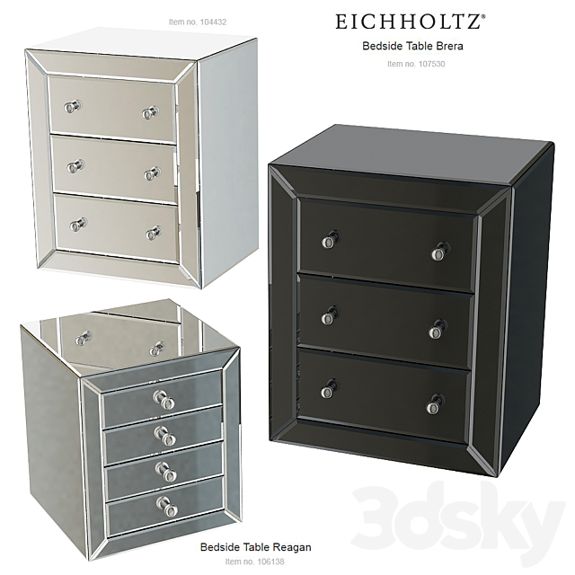 EICHHOLTZ Bedside Table Brera 107530 104432 Reagan 106138 3DSMax File - thumbnail 1