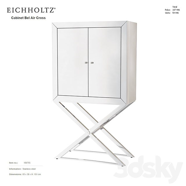 EICHHOLTZ Cabinet Bel Air Cross 106755 3DSMax File - thumbnail 1