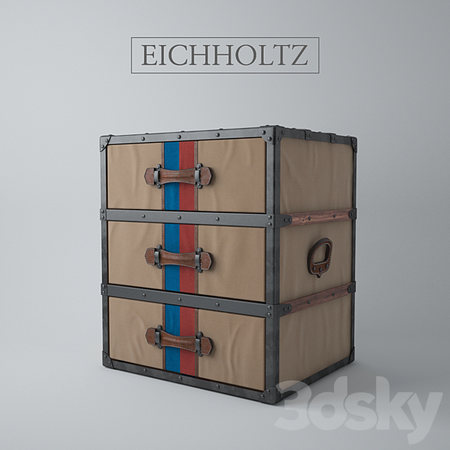 Eichholtz Table Side College 3 Drawer 3DSMax File - thumbnail 1