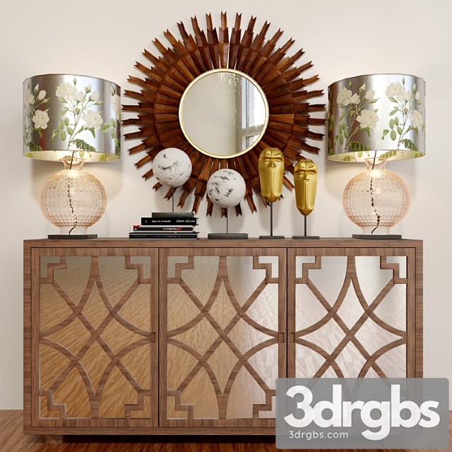 Ethical chest of drawers with a mirror and a lamp 2 3dsmax Download - thumbnail 1