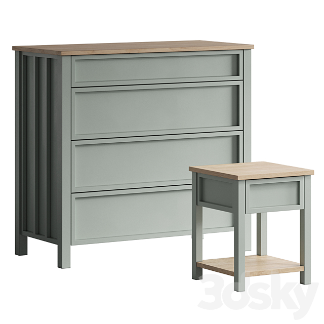 Eugène bedside table and chest by LaRedoute 3ds Max - thumbnail 1