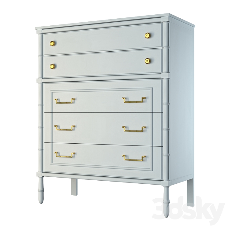 Faux bamboo dresser 3DS Max Model - thumbnail 1