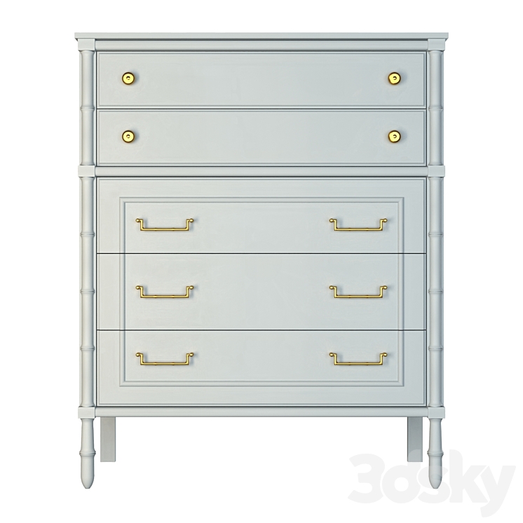 Faux bamboo dresser 3DS Max Model - thumbnail 2