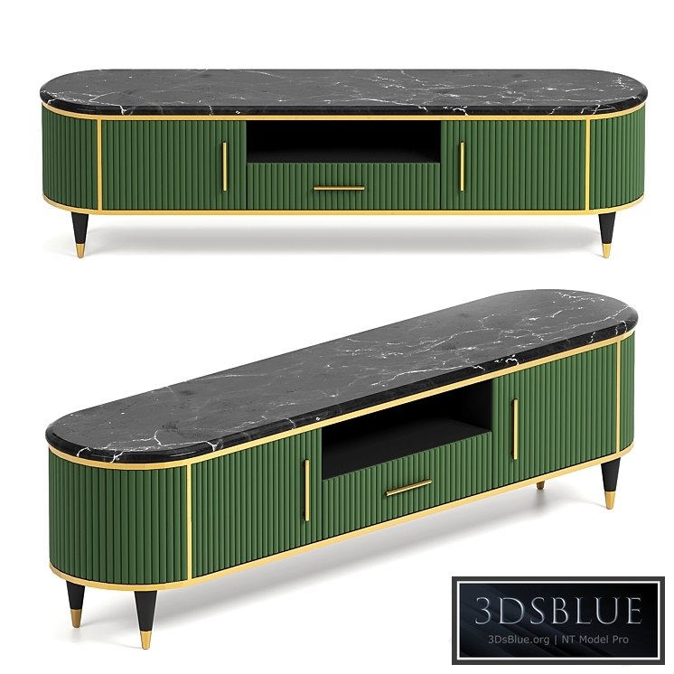 Faux Marble Top Green Media Stand 3DS Max - thumbnail 3