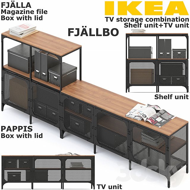 FJALLBO (FIELLBO) TV STORAGE COMBINATION 3DS Max Model - thumbnail 2