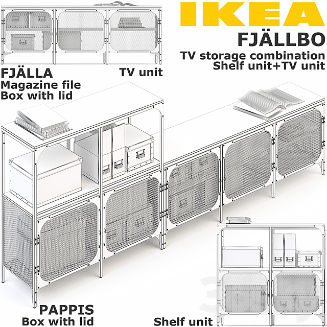 FJALLBO (FIELLBO) TV STORAGE COMBINATION 3DS Max Model - thumbnail 3