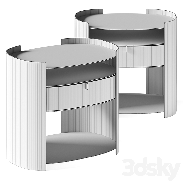 Flou Lotus Bedside Table 3DS Max Model - thumbnail 2