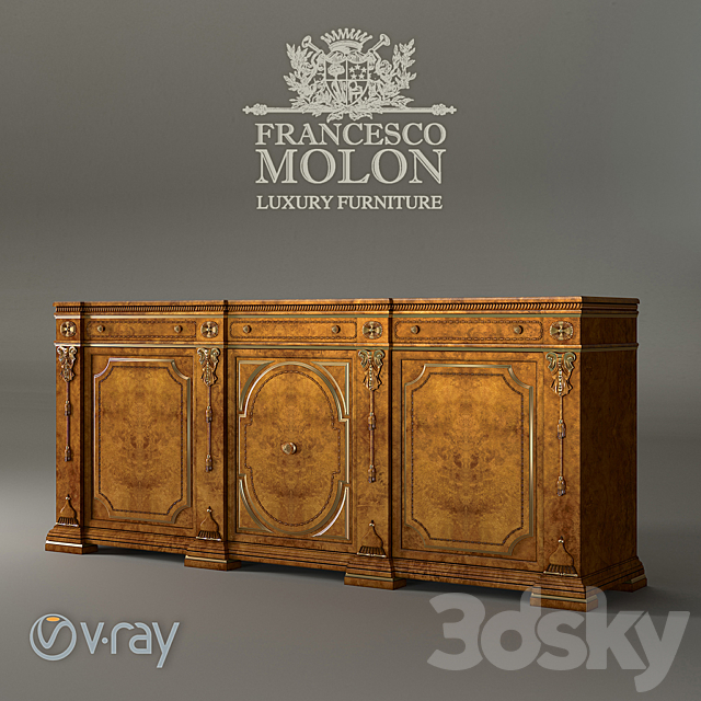 Francesco Molon C3D 16th century walnut carved sideboard 3DSMax File - thumbnail 1