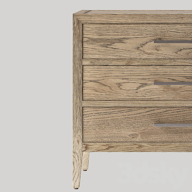 French Contemporary Closed Nightstand 3DS Max Model - thumbnail 3