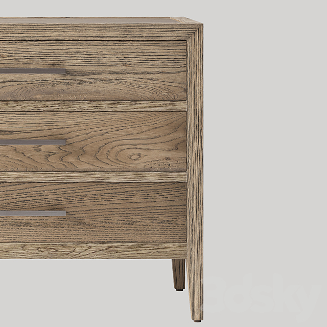 French Contemporary Closed Nightstand 3DS Max Model - thumbnail 4