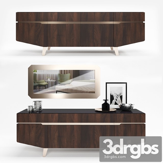 Furniture collection for living room accademia dresser + mirror 2 3dsmax Download - thumbnail 1